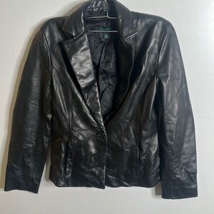Siana studio black leather blazer jacket size 8 street wear grange pank